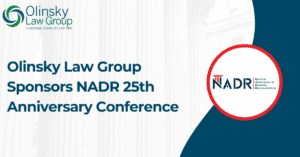 Olinsky Law Group sponsors NADR conference banner.
